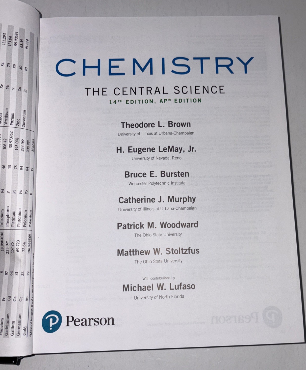 Chemistry The Central Science; 14th Edition, AP Edition