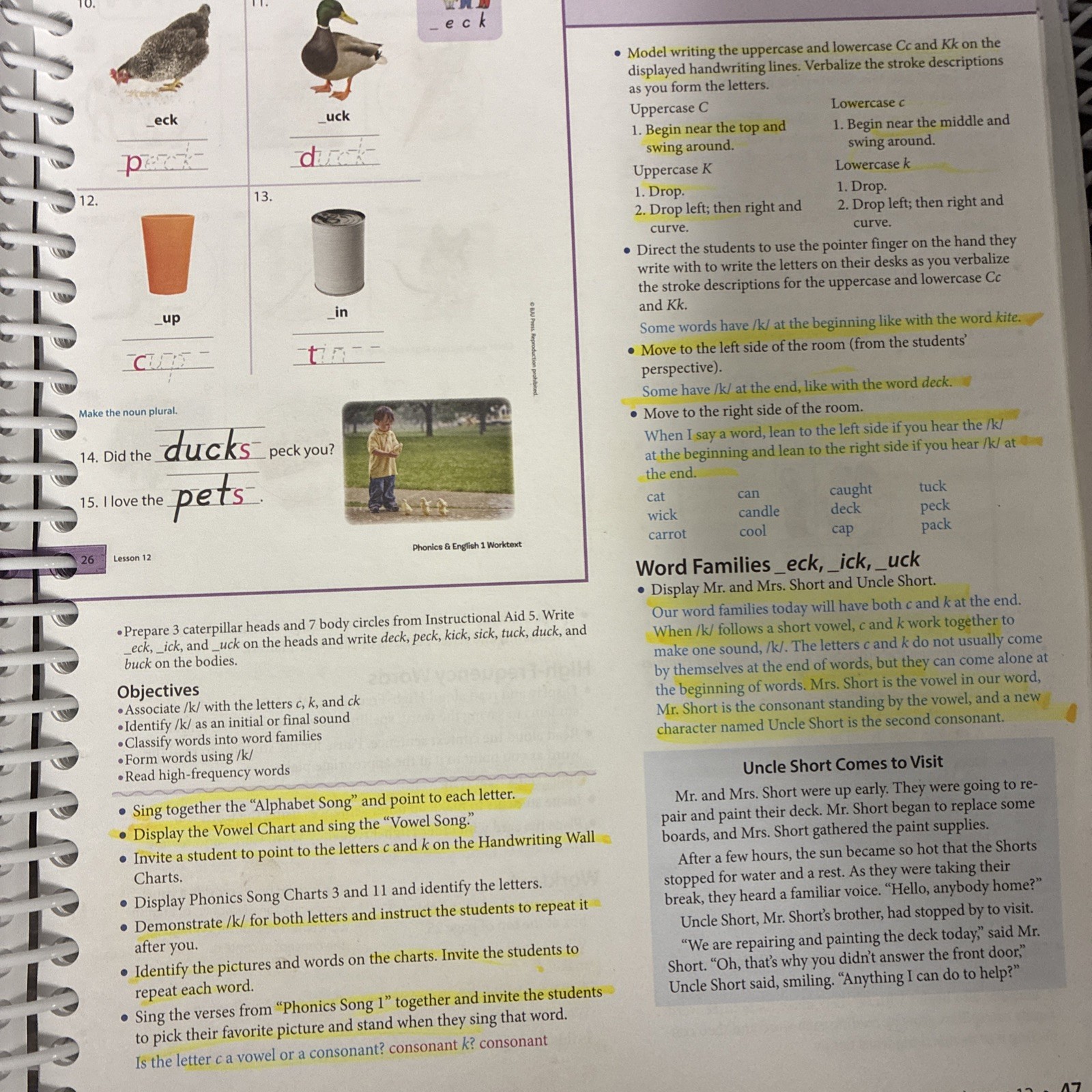 BJU Grade 1 Phonics and English 1 Teacher Edition – Two Volumes, Fourth Edition