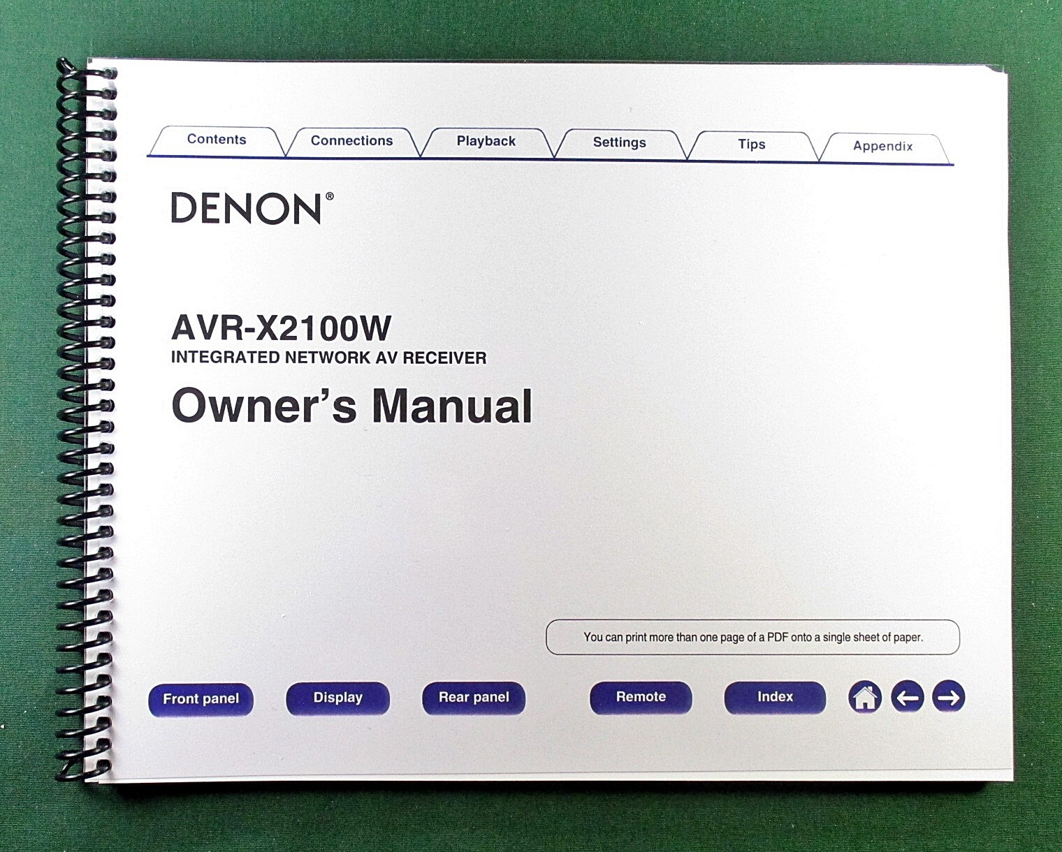 Denon AVR-X2100W Instruction Manual: Full Color 271 Pages & Protective Covers!