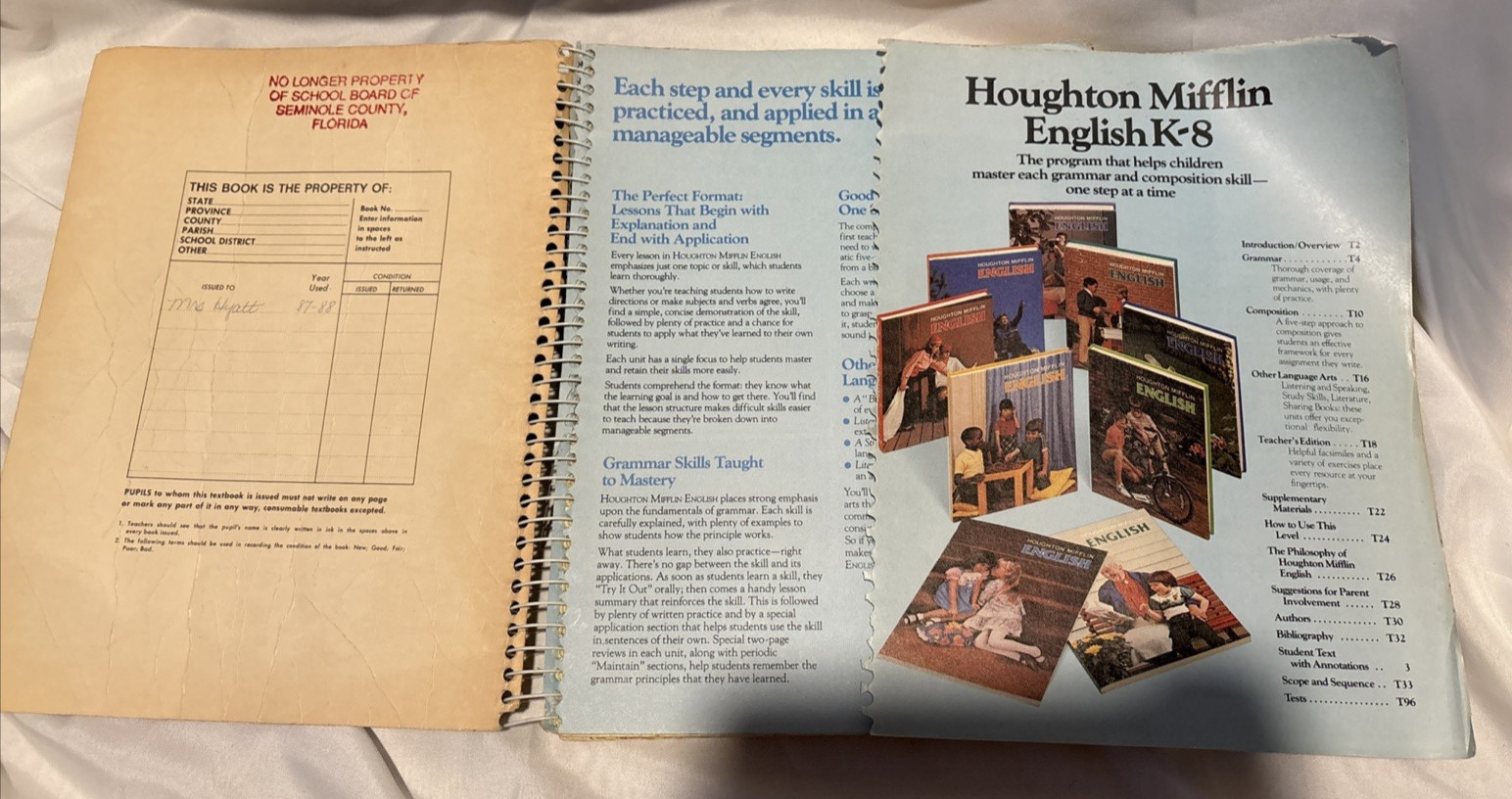 English Houghton Mifflin Teachers Edition K-8th Grade Level 3 Spiral Book