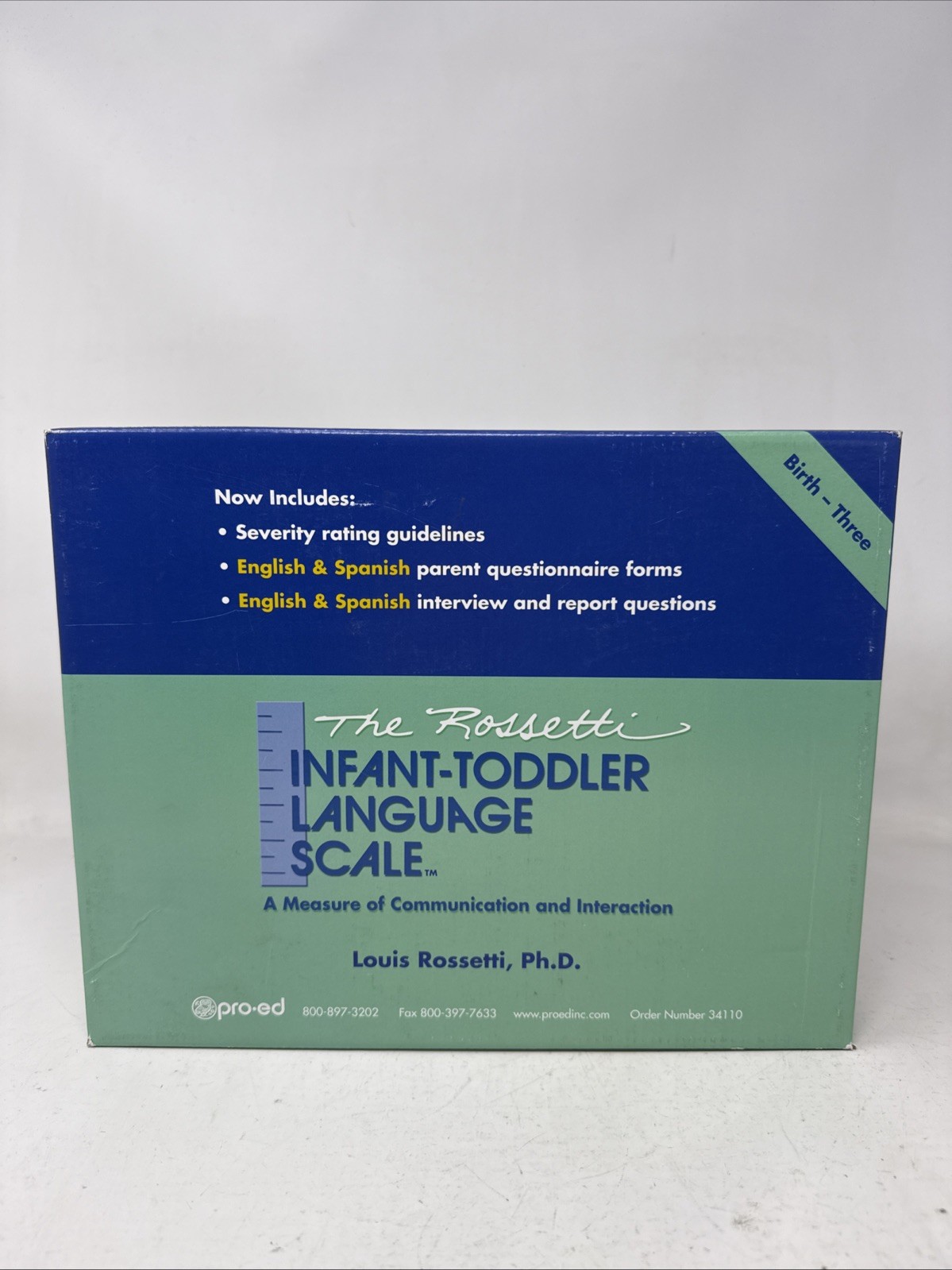 The Rossetti Infant-Toddler Language Scale Complete Kit. Birth-Three. Eng & Span