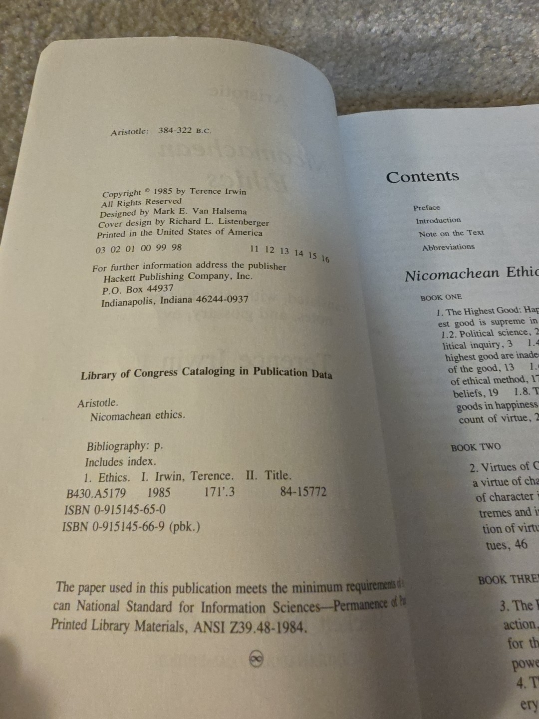 HPC Classics Ser.: Nicomachean Ethics by Aristotle Aristotle (1985, Trade…
