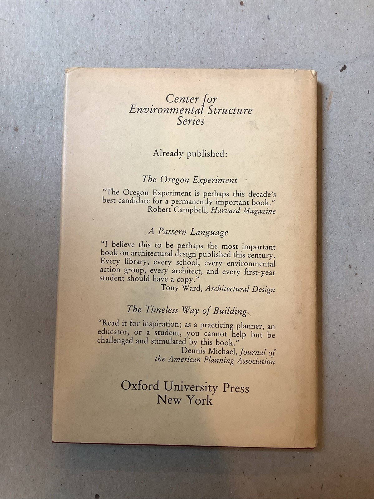 The Linz Cafe / Das Linz Cafe by Christopher Alexander 1st US Ed Oxford Uni 1982